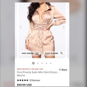 Fashion nova Satin Mini Shirt Dress